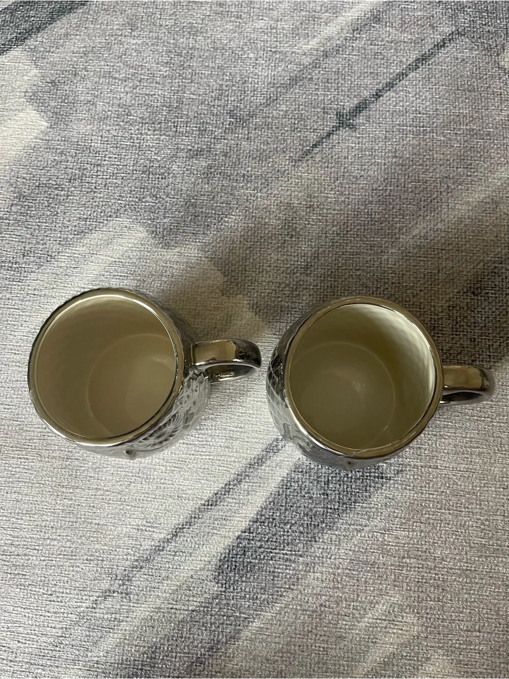 West Elm 20 Oz Metallic Owl Ceramic Mug - Set of Two